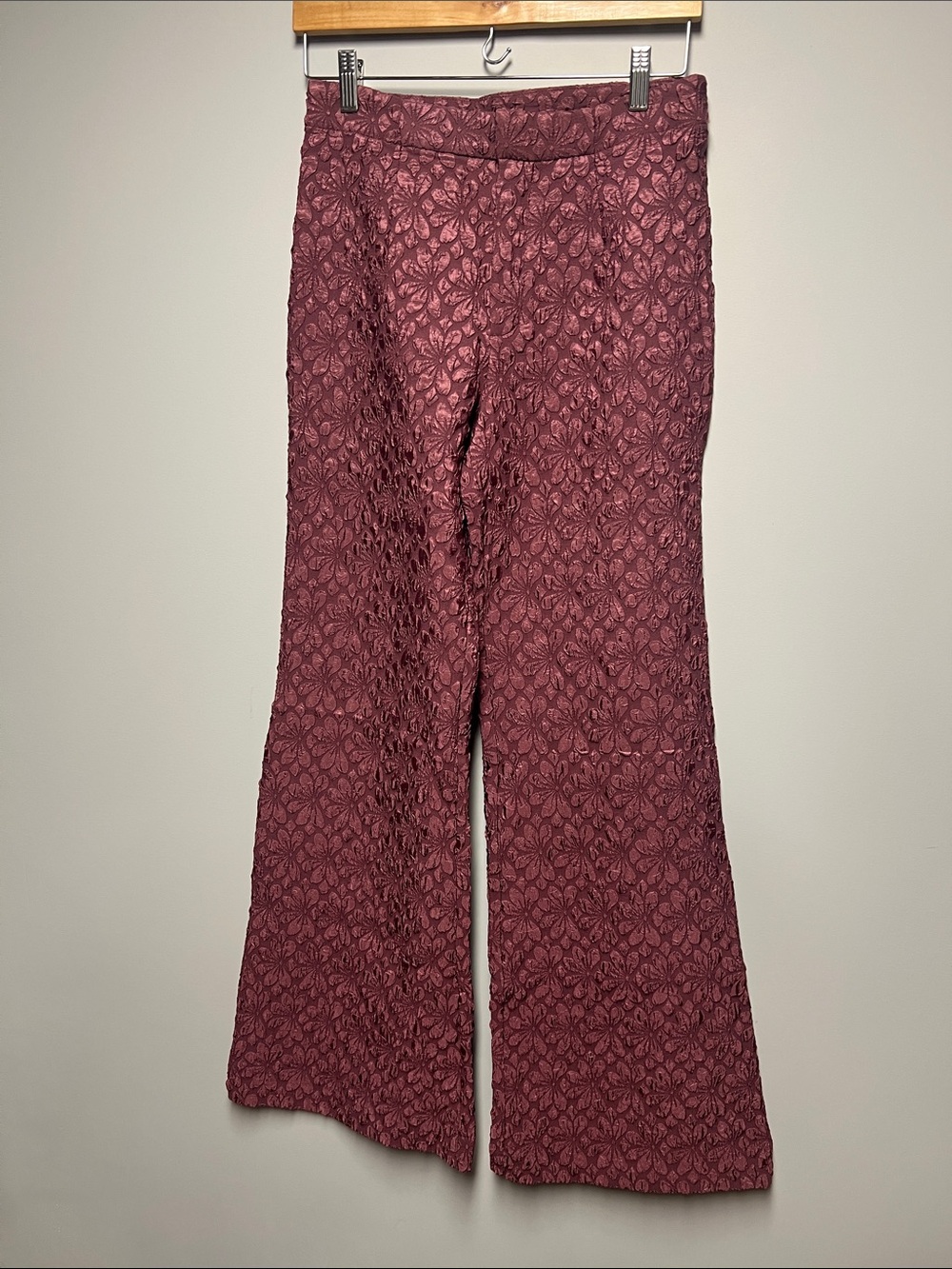 Free People Textured Wide-Leg Pants in Wine